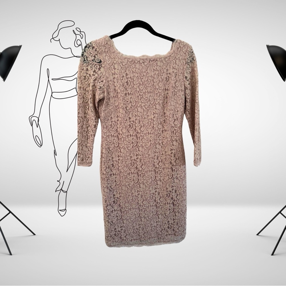 Adrianna Papell Pink Sheath Dress 3/4 Sleeve Cocktail